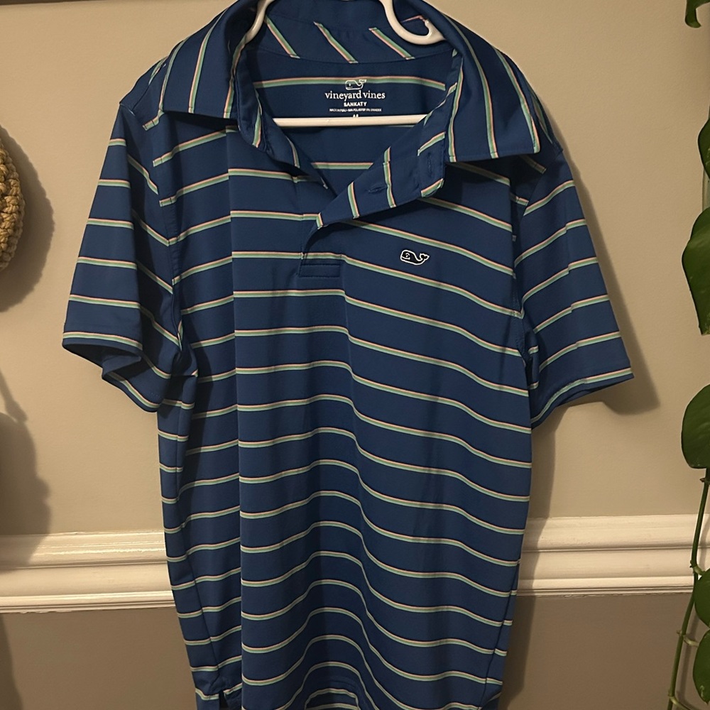 Vineyard Vines boys Blue and White Striped Polo